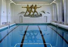 The pool at Vogelsang IP, which displays Nazi art.