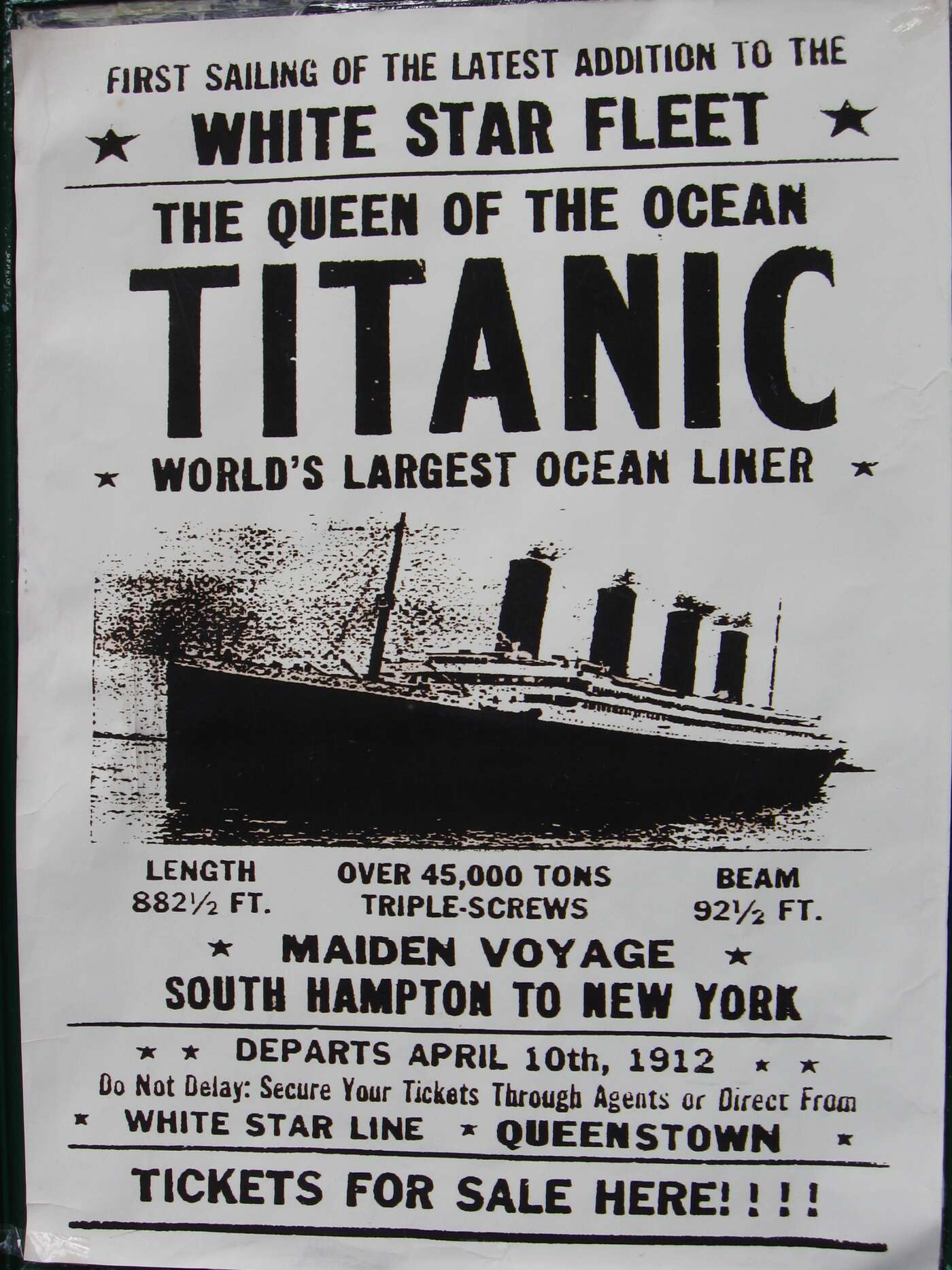 Plakat der Titanic 1912