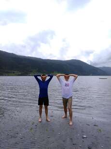 Artur & Oleksandr - after swimming in the fjord