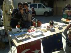 Our stall. Sevket and Renata