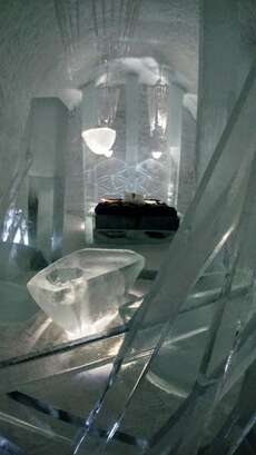Ein Schlafzimmer im Eishotel