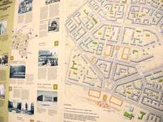 Ein Stadtplan von Nowa Huta verdeutlicht die sternförmige Straßenstruktur