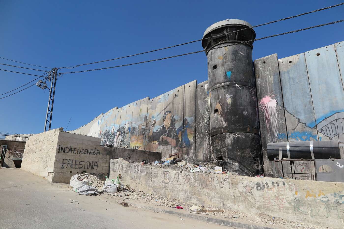 Ein Teil, der mehr als 750 km langen Apartheidsmauer, Aida Flüchtlings Camp, Bethlehem