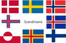 Clockwise, starting from the top left-hand corner: Denmark, Sweden, Norway, Iceland, Finland, Åland Islands, Greenland, Faroe Islands.