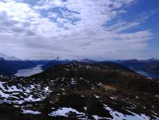 The Nordfjord on both sides and me in between up on the mountain