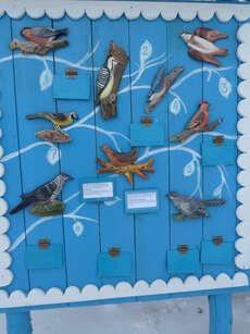 Die Vogelinforamtionstafel mit meinen Namensschildern